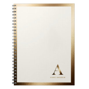 Gold Gerahmt Simple Gold Monogram Ivory Off Whit Notizblock