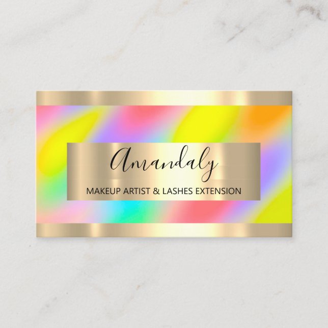 Gold Gerahmte Holographic Rainbow Modern Consultin Visitenkarte (Vorderseite)
