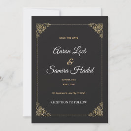 Gold gerahmte Save the Date Hochzeitskarte Elegant Einladung