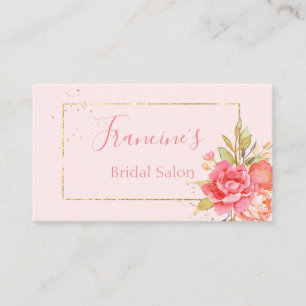 Gold Gerahmte Wasserfarbenpeony Bouquet Business C Visitenkarte