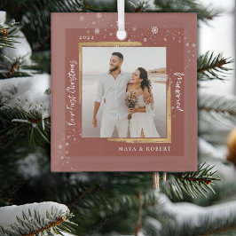 Gold Gerahmtes Foto Unser erstes Weihnachtsfest Ve Ornament Aus Glas