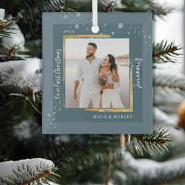 Gold Gerahmtes Foto Unser erstes Weihnachtsfest Ve Ornament Aus Glas