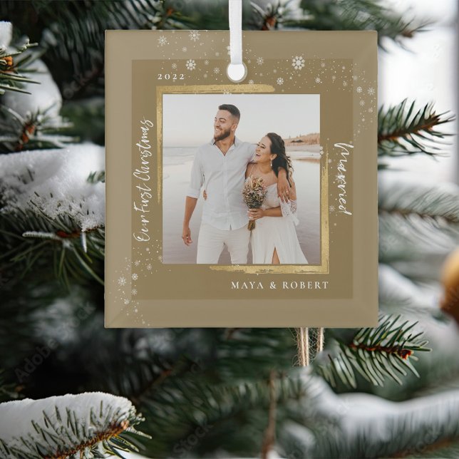 Gold Gerahmtes Foto Unser erstes Weihnachtsfest Ve Ornament Aus Glas (Von Creator hochgeladen)