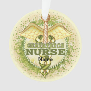 Gold Geriatrische Krankenschwester Caduceus Ornament