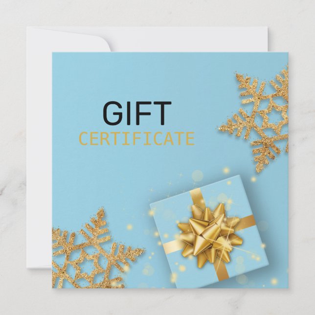 Gold Geschenkboxen Glitzer Snowflakes Blue Giftkar (Vorderseite)