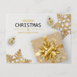 Gold Geschenkboxen Gold Schneeflocken Weihnachtsbä Feiertagspostkarte