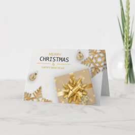 Gold Geschenkboxen Weihnachtsbälle Gold Snowflakes Karte