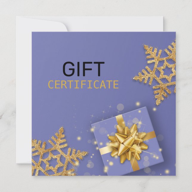 Gold Geschenkgutscheine Glitzer Snowflakes Blue Ge (Vorderseite)