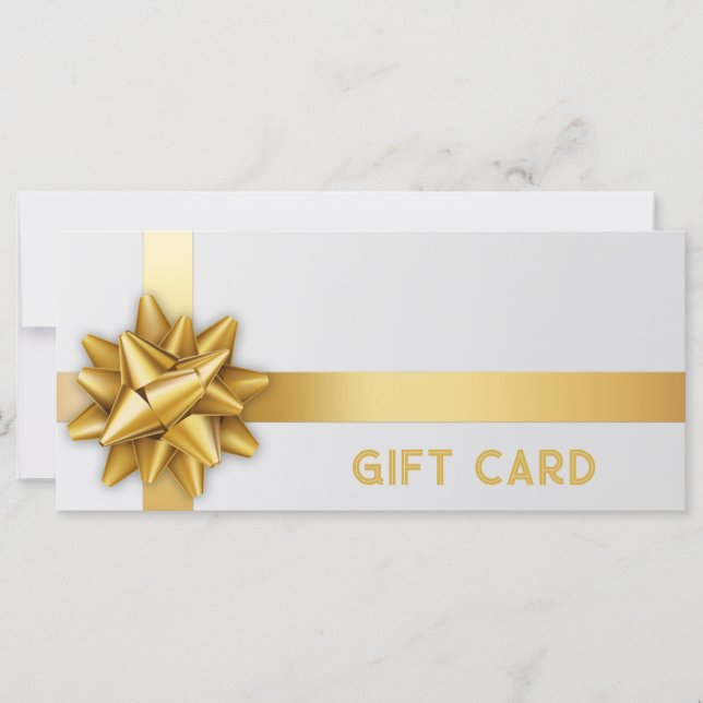 Gold Geschenkkarte Bow Satin Ribbon Trendweiße Ges (Vorderseite)