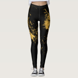 Gold gespritztes Schwarzes Leggings
