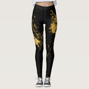 Gold gespritztes Schwarzes Leggings