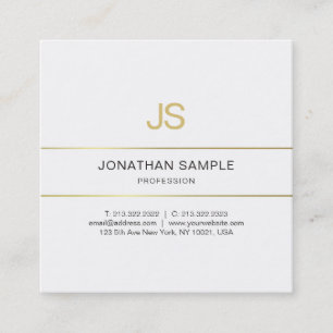 Gold gestreift Elegantes Mit Monogramm Design Tren Quadratische Visitenkarte