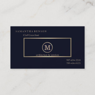 Gold gestreift Mit Monogramm Moderne Stylist Navy  Visitenkarte