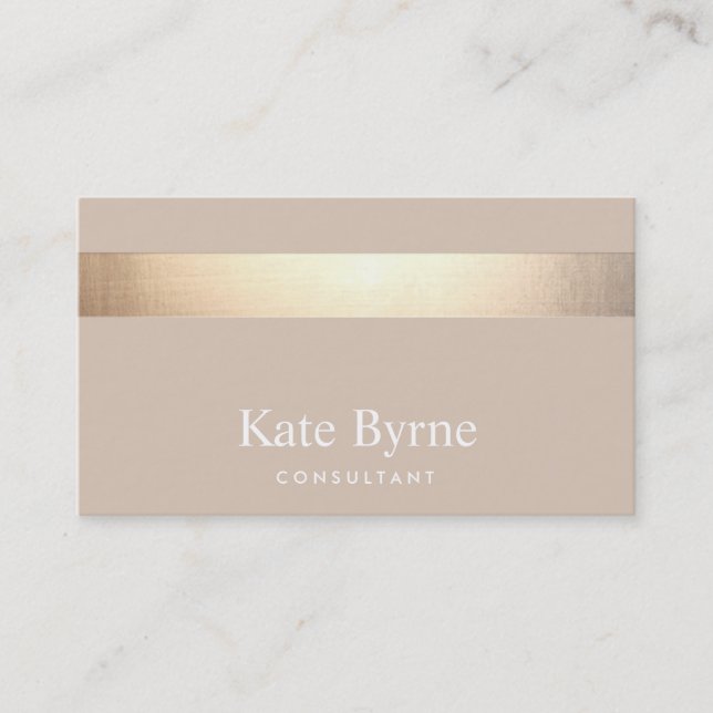Gold gestreift Moderne, stilvolle Beige Tan Visitenkarte (Vorderseite)