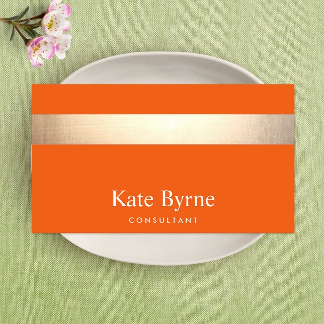 Gold gestreift Moderne, stilvolle Orange Visitenkarte (Von Creator hochgeladen)