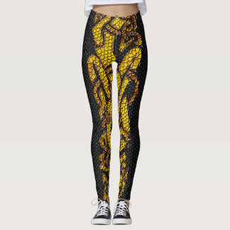 Gold geteerte keltische Knot Dragon Hound auf schw Leggings