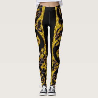 Gold geteerte keltische Knotenhaut auf schwarz Leggings