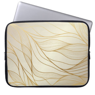 Gold gewelltes Muster. Luxuriöse goldene Linearnam Laptopschutzhülle