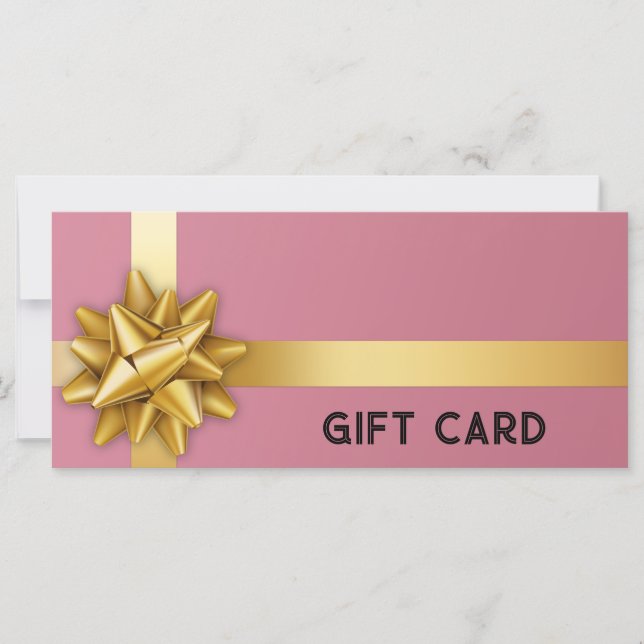 Gold Gift Bow Satin Ribbon Trendrosa Geschenkkarte (Vorderseite)