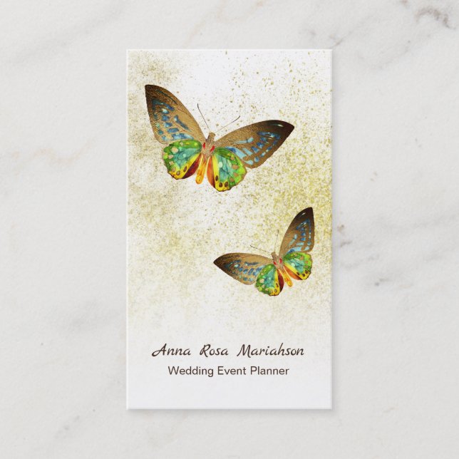 *~* Gold Gilded Gold Gilded Butterfly White Visitenkarte (Vorderseite)