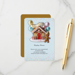 Gold Gingerbread Haus Baby Shower Begleitkarte