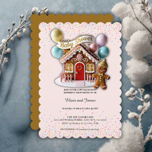 Gold Gingerbread House Baby Dusche Einladung