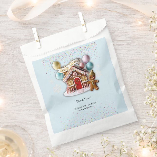Gold Gingerbread House Baby Dusche Geschenktütchen (Ausgeschnitten)