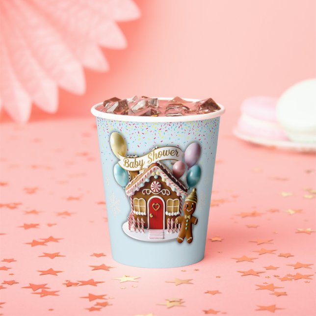 Gold Gingerbread House Baby Dusche Pappbecher (Insitu)