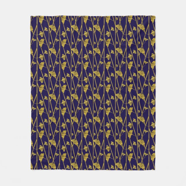 Gold-Ginkgo Fleecedecke (Vorderseite)