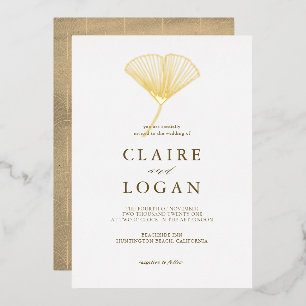 Gold Ginkgo Leaf Elegante Hochzeit Folieneinladung