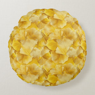 Gold Ginkgo Leaf Rundes Kissen