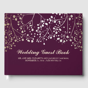 Gold Gipskraut Floral Elegante Hochzeit Gästebuch