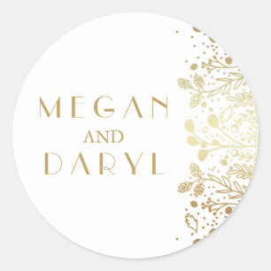 Gold Gipskraut Florals Wedding Runder Aufkleber
