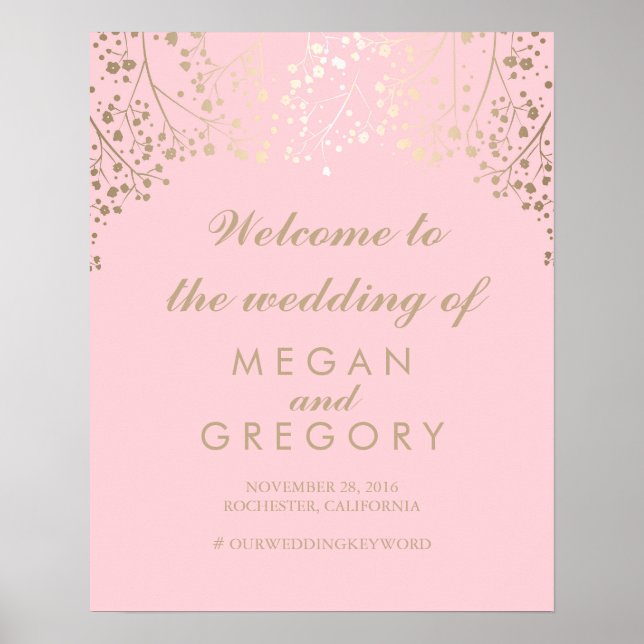 Gold Gipskraut Wedding Welcome Sign Poster (Vorne)