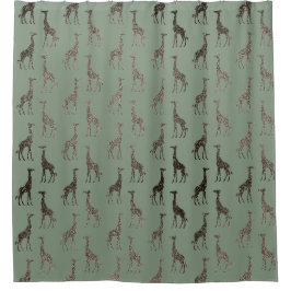 Gold Giraffe auf dem Sage Green Shower Vorhang