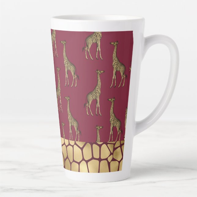 Gold Giraffe Elegant Burgundy Chic Stilvoll Milchtasse (Rechts)