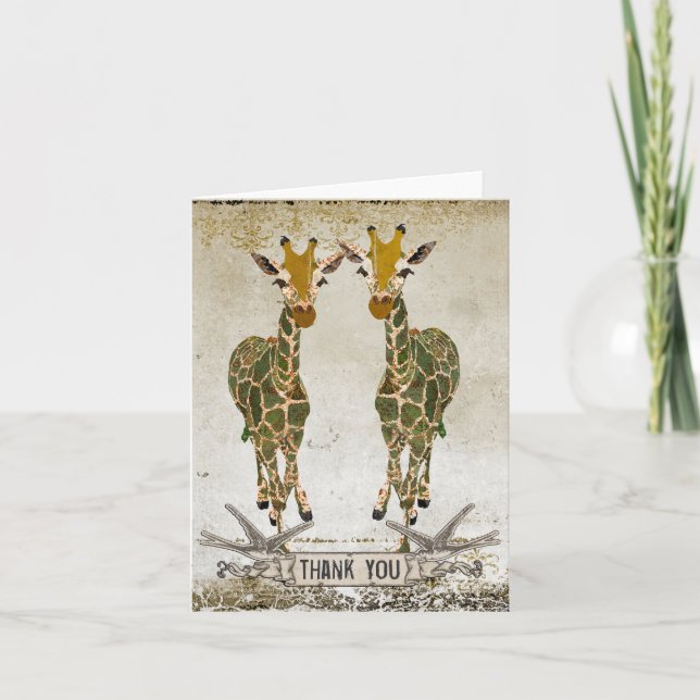 Gold Giraffen Vielen Dank Notecard Dankeskarte (Vorderseite)