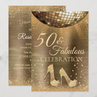 Gold Glam 50 und fabelhafte Disco Ball Chocolate Einladung