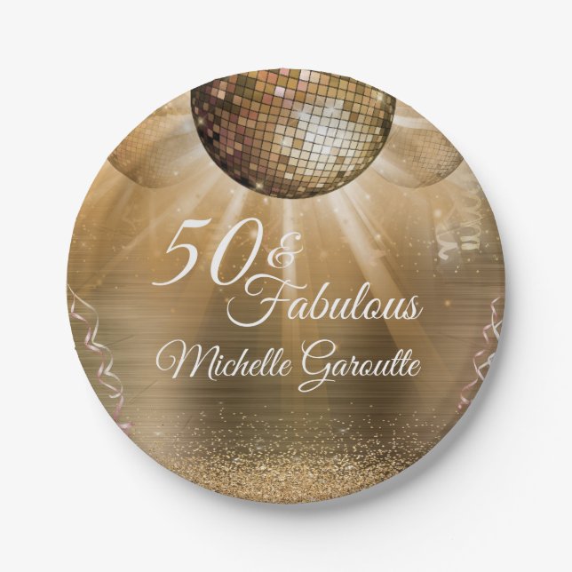 Gold Glam 50 und fabulous Pappteller (Vorderseite)