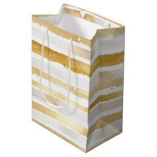 Gold Glam Abstrakte Streifen Geburtstag Mittlere Geschenktüte