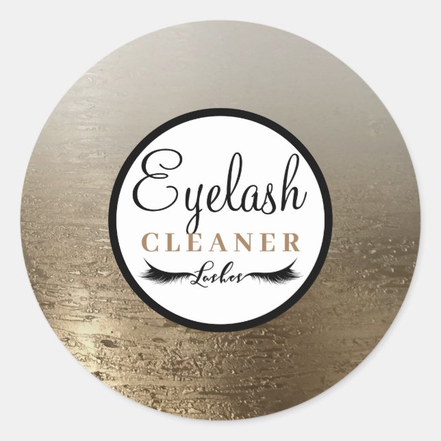 Gold Glam Beauty Makeup Eyelash Lash Cleaner Runder Aufkleber (Vorderseite)
