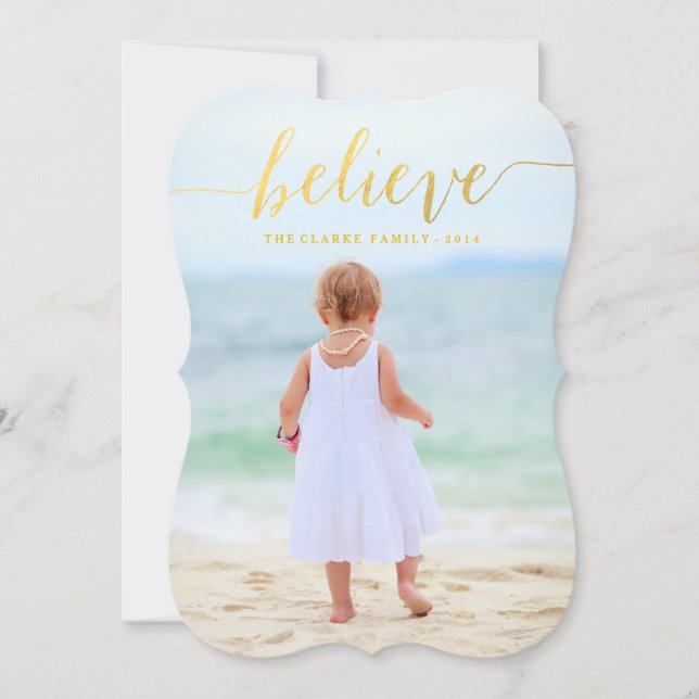 Gold Glam Believe Holiday Carte photo 2 (Devant)