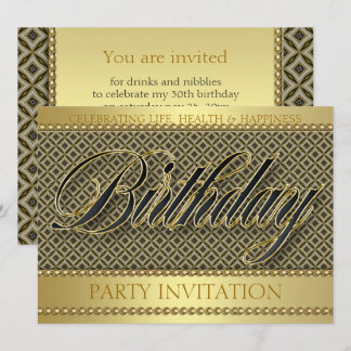 Gold Glam Bio Batik Geburtstagsparty Einladung
