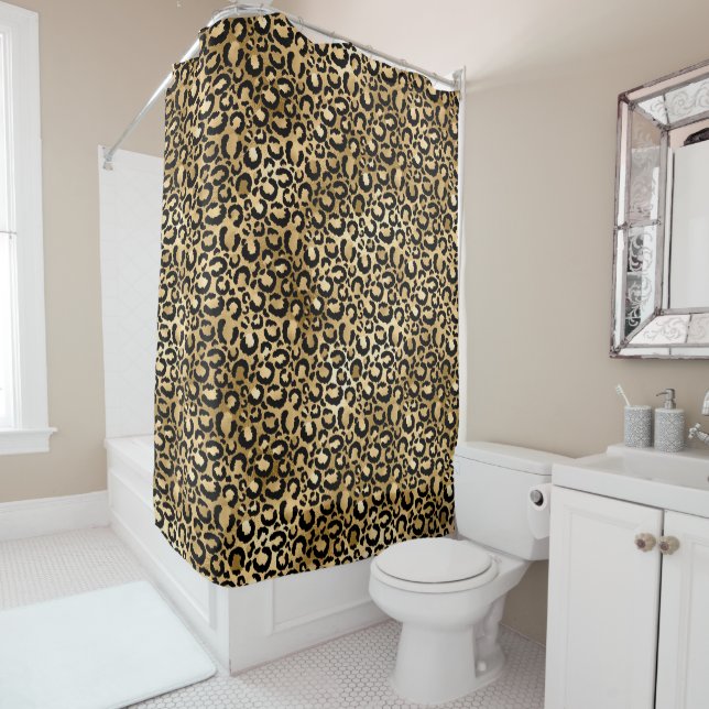 Gold Glam Black Leopard Print Duschvorhang (Beispiel)