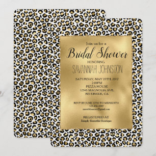 Gold Glam Black Leopard Print Einladung