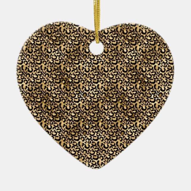 Gold Glam Black Leopard Print Keramik Ornament (Vorne)