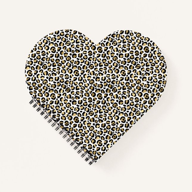 Gold Glam Black Leopard Print Notizbuch (Vorderseite)