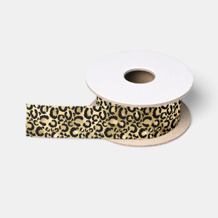 Gold Glam Black Leopard Print Satinband