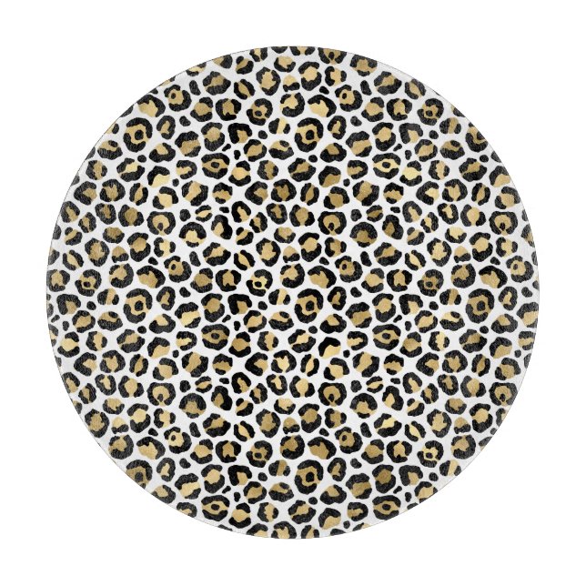 Gold Glam Black Leopard Print Schneidebrett (Vorderseite)