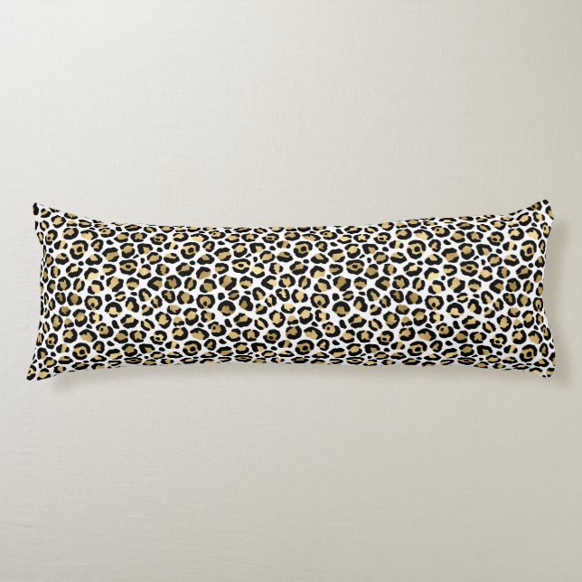 Gold Glam Black Leopard Print Seitenschläferkissen (Vorderseite)